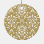 Cacao en Cream Damask Keramisch Ornament (Achterkant)