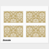 Cacao en Cream Damask Rechthoekige Sticker (Vel)