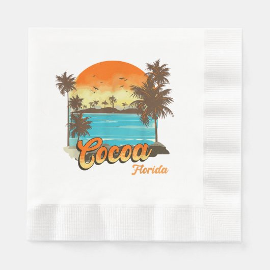 Cacao Florida Beach Zomer Vakantie Palm Sunset Servet (Voorkant)