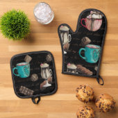 Cacao Marshmallow Hot Chocolate snoep script Ovenwant & Pannenlap Set (Top down)