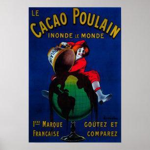Cacao Poulain Poster Vintage Europe