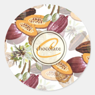 Cacaobonen, chocoladebloemen, Natuur-cadeaus Ronde Sticker