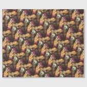 Cacaobonen en bloemen, chocoladepatroon cadeaupapier (Vlak)