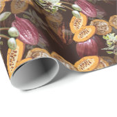 Cacaobonen en bloemen, chocoladepatroon cadeaupapier (Rol Hoek)