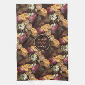 Cacaobonen en bloemen, chocoladepatroon theedoek (Verticaal)