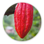 cacaodraden rood keramische knop (Voorkant)