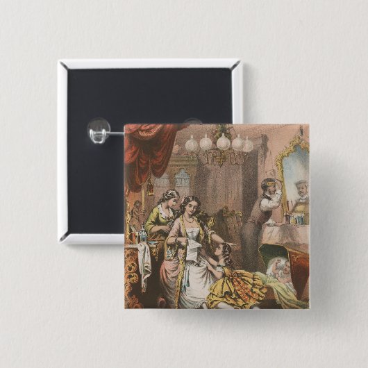 Cacaoglycerine van Hovey, circa 1860 Vierkante Button 5,1 Cm (Voorkant /achterkant)