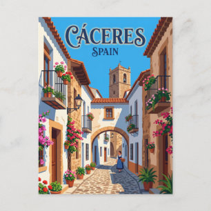 Cáceres Oude Stad Steeg Spanje Briefkaart