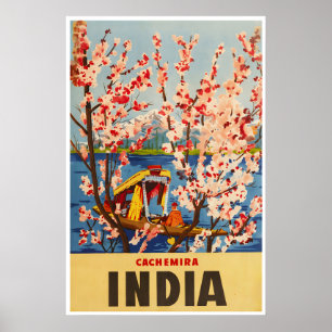 Cachemira India Poster Kersenbloesem Kunst Indisch
