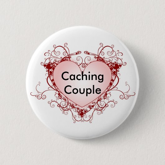 Caching Couple Geocaching Swag Pin Ronde Button 5,7 Cm (Voorkant)
