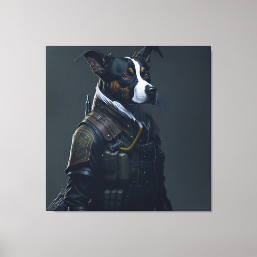 CACHORRO COM UNIFORME MILITAR #2 CANVAS AFDRUK (Voorkant)