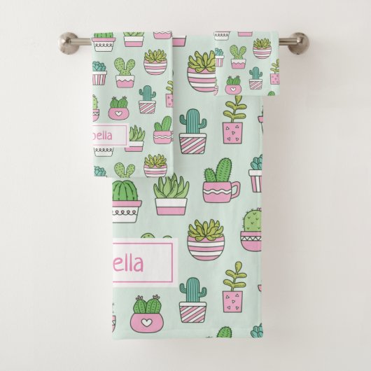 Cactées Plantes Succulentes Motif de Doodles Nom (En situation)