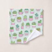 Cactées Plantes Succulentes Motif de Doodles Nom (Gant de toilette)