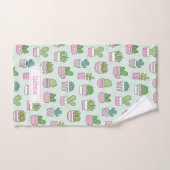 Cactées Plantes Succulentes Motif de Doodles Nom (Serviette à main)