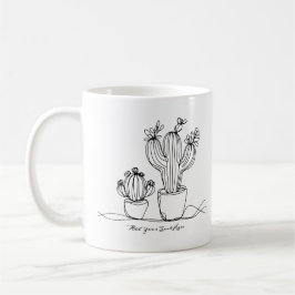 Cacti Abstracte lijnkunst met gepersonaliseerde te Koffiemok
