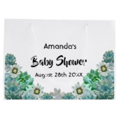 Cacti-bloemen is het zoete witte Baby shower Groot Cadeauzakje (Achterkant)