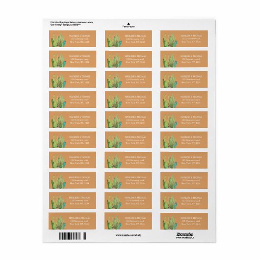 Cacti Cactus Desert Script Modern Succulent Simple Etiket (Full Sheet)