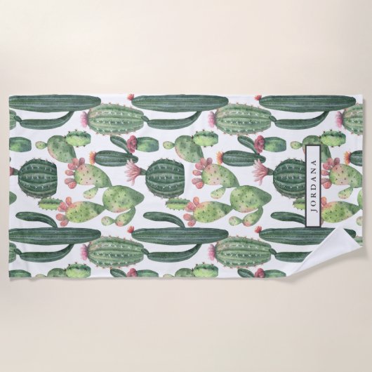 Cacti Desert Thema Gepersonaliseerd Strandlaken (Voorkant)