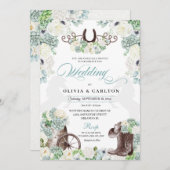 Cacti Floral Mint Green Western Cowboy Wedding Kaart (Voorkant / Achterkant)