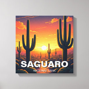 Cacti in het Saguaro National Park Souvenir Canvas Afdruk