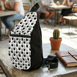 Cacti Lijn Kunst Patroon Sling Bag