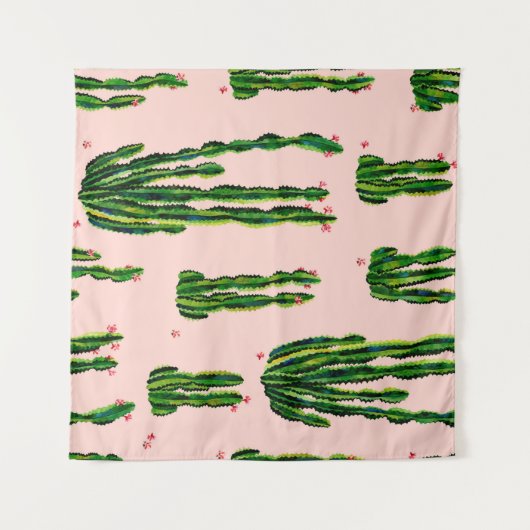 Cacti naadloze waterverf van het patroon. Cactus i Wandkleed (Voorkant (horizontaal))