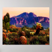 Cacti & Paarse Mountain Dousk Sonoran Desert 10x8 Poster (Voorkant)