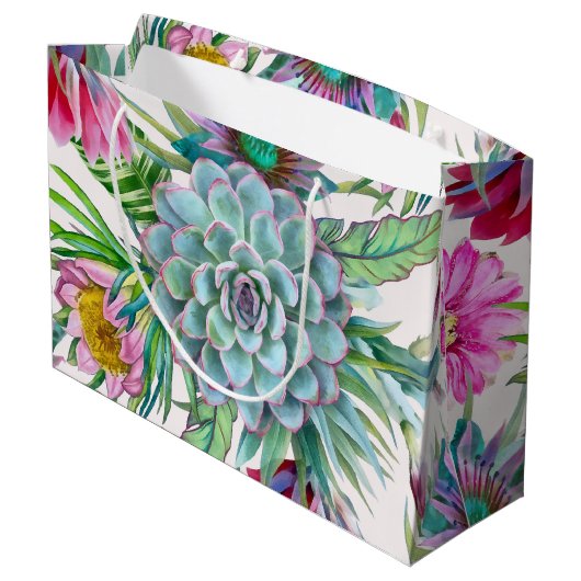 Cacti Pattern Groot Cadeauzakje (Achterkant Gekanteld)