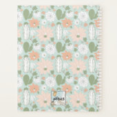 Cacti peach Green Floral Pattern met naam Planner (Achterkant)