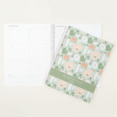 Cacti peach Green Floral Pattern met naam Planner (Display)