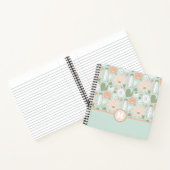 Cacti Peach Green Floral Pattern Monogram afspelen Notitieboek (Binnen)