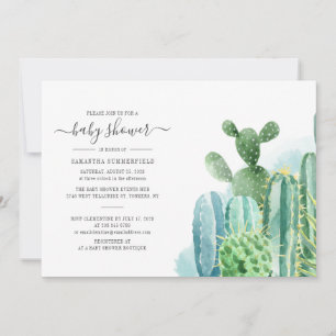 Cacti-Planten Botanisch Script Modern Baby shower Kaart