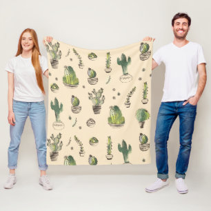Cacti Planten Patroon Fleece Deken