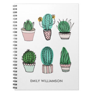 Cacti succulenten illustratie gepersonaliseerde na notitieboek