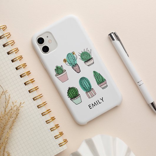 Cacti succulents afbeelding gepersonaliseerde naam Case-Mate iPhone case