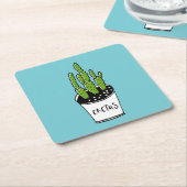 Cactus 01 vierkante kartonnen onderzetter (Schuin)