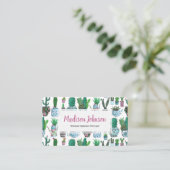 Cactus à l'aquarelle | Monogramme | Cartes de visi (Debout devant)