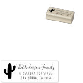 Cactus, aangepaste naam, script en retouradres 	rubberstempel (Gestempeld)