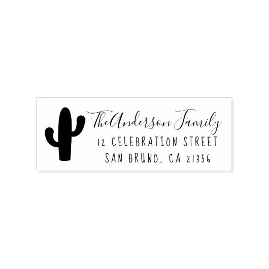 Cactus, aangepaste naam, script en retouradres 	rubberstempel (Afrduk)