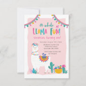 Cactus amusant Cute Llama Invitation d'anniversair (Devant)