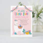 Cactus amusant Cute Llama Invitation d'anniversair (Debout devant)