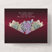 Cactus and Butterfly Elegant Quinceanera red All I All In One Uitnodiging (Achterkant)