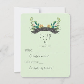 Cactus and Succulent Boho Wedding RSVP Kaartje