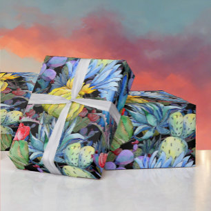 Cactus and Succulents Vibrant Southwest Waterverf Cadeaupapier