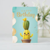Cactus Anniversaire Joyeux : Carte Anniversaire (Debout devant)