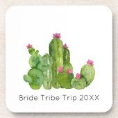 Cactus Aquarel Kunst Woestijn Zuidwesten Aangepast Bier Onderzetter (Voorkant)