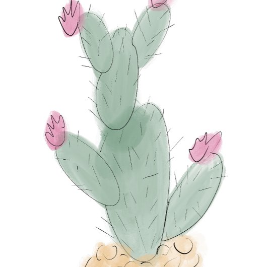 Cactus aquarelle adorable avec Sticker à fleurs