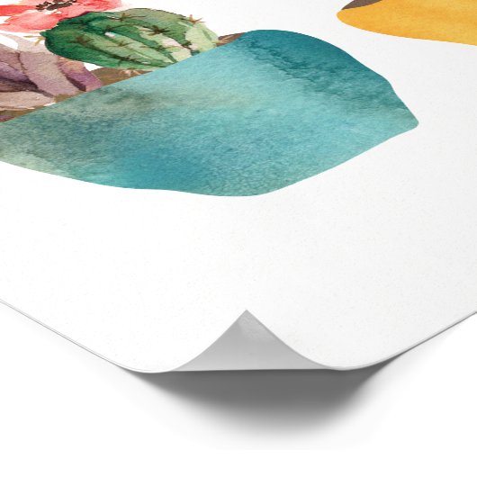 Cactus aquarelle et impression succulente (Coin)