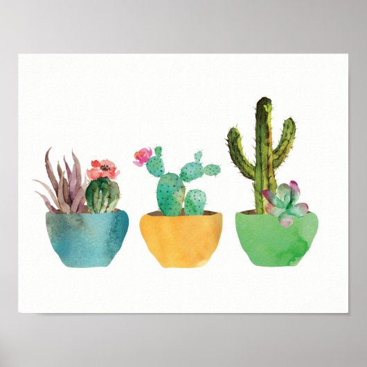 Cactus aquarelle et impression succulente (Devant)
