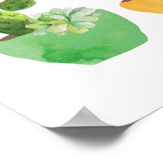 Cactus aquarelle et impression succulente (Coin)